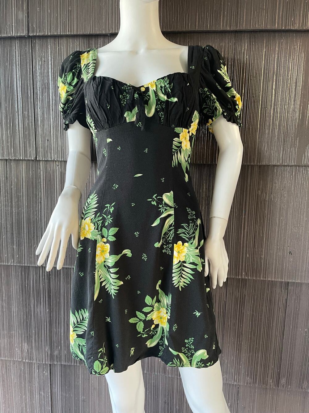 🔥Urban Outfitters Cassia Floral Mini Dress Puff Sleeves Milkmaid Cottage Boho